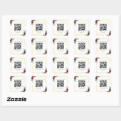 Sticker Carré Aquarelle mexicaine Fiesta Flower Mariage QR Code (Feuille)