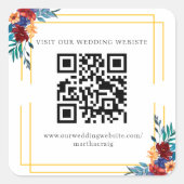 Sticker Carré Aquarelle mexicaine Fiesta Flower Mariage QR Code (Devant)