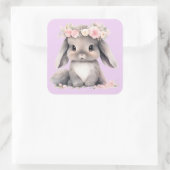 Sticker Carré Aquarelle mignonne Bébé Lapin de Pâques Filles gra (Sac)