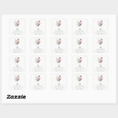 Sticker Carré Aquarelle minimale Vin Floral Adresse (Feuille)