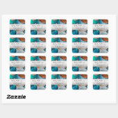 Sticker Carré Aquarelle moderne agate turquoise orange (Feuille)