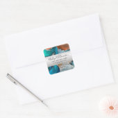 Sticker Carré Aquarelle moderne agate turquoise orange (Enveloppe)