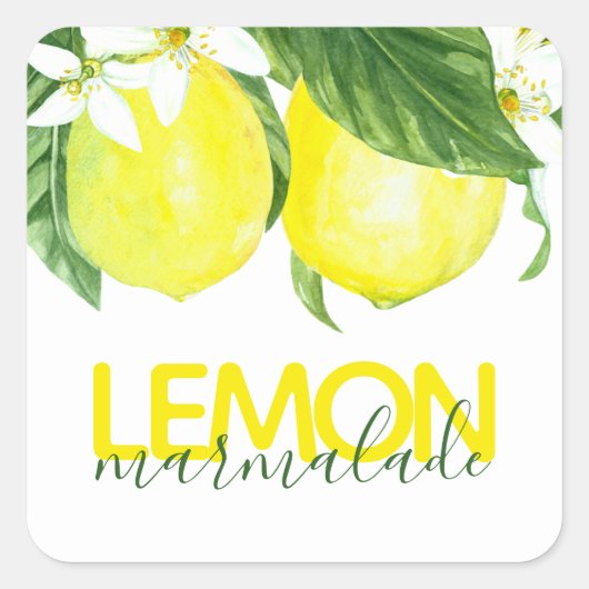 Sticker Carré Aquarelle moderne Lemon Marmalade Canning Jar (Devant)