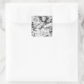 Sticker Carré Aquarelle moderne noir blanc pays floral (Sac)