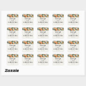 Sticker Carré Aquarelle moderne orange et fleurs (Feuille)