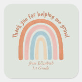 Sticker Carré Aquarelle moderne Rainbow Teacher Merci (Devant)