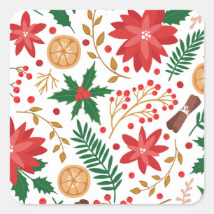 Sticker Carré Aquarelle moderne sapin vert de Noël