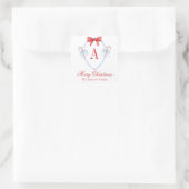 Sticker Carré Aquarelle Monogram Bow Sucre de canne Crest (Sac)
