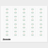 Sticker Carré Aquarelle Monogramme floral (Feuille)