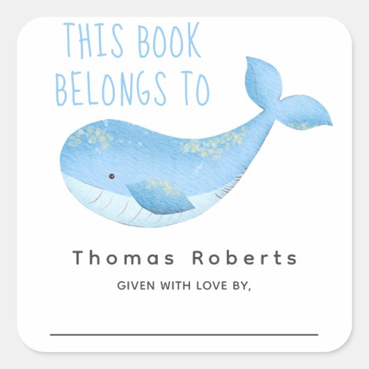 Sticker Carré Aquarelle nautique - baby shower (Devant)