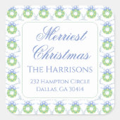 Sticker Carré Aquarelle Noël Garland Bedford Stockings (Devant)