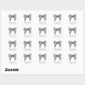 Sticker Carré Aquarelle noir et blanc Buffalo Plaid Bow (Feuille)