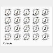Sticker Carré Aquarelle noire et blanche moderne Monogramme flor (Feuille)