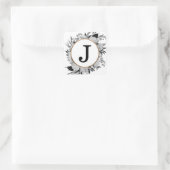 Sticker Carré Aquarelle noire et blanche moderne Monogramme flor (Sac)