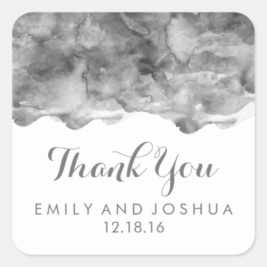 Sticker Carré Aquarelle noire moderne | MARIAGE (Devant)