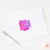 Sticker Carré Aquarelle | Nuances de rose et de violet (Enveloppe)