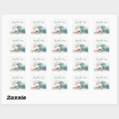 Sticker Carré Aquarelle Ocean Wave avec devis (Feuille)