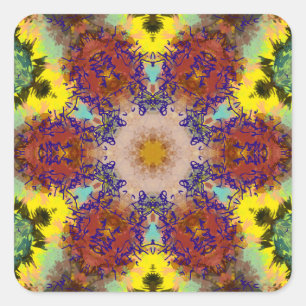 Sticker Carré aquarelle Oiseau Harmonie chromatique