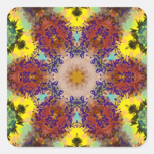 Sticker Carré aquarelle Oiseau Harmonie chromatique (Devant)