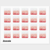 Sticker Carré Aquarelle Ombre rouge et rose Gradient Love (Feuille)