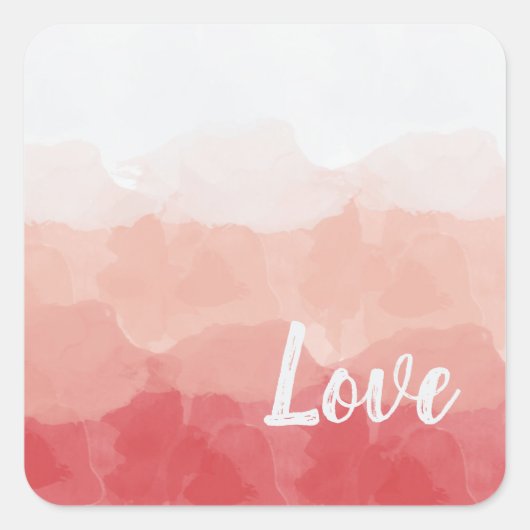 Sticker Carré Aquarelle Ombre rouge et rose Gradient Love (Devant)