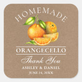Sticker Carré Aquarelle Oranges Orangecello Mariage Kraft (Devant)