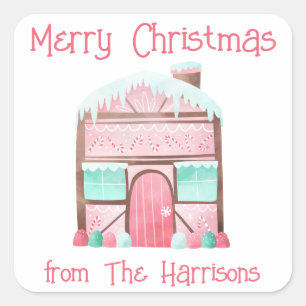 Sticker Carré Aquarelle pain d'épices Noël Enceintes cadeaux N