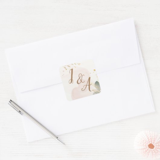 Sticker Carré Aquarelle Pastel (Enveloppe)