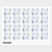 Sticker Carré Aquarelle pastel bleu heureux vacances Monogram (Feuille)