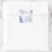 Sticker Carré Aquarelle pastel bleu heureux vacances Monogram (Sac)