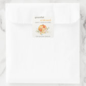 Sticker Carré Aquarelle Pastel Soft Floral Citrouille Thanksgivi (Sac)