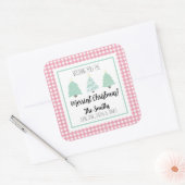 Sticker Carré Aquarelle Pastel Tree Famille Cadeau de Noël (Enveloppe)