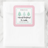 Sticker Carré Aquarelle Pastel Tree Famille Cadeau de Noël (Sac)