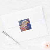 Sticker Carré Aquarelle Patriotic Bald Eagle drapeau américain (Enveloppe)