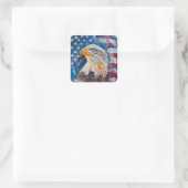 Sticker Carré Aquarelle Patriotic Bald Eagle drapeau américain (Sac)