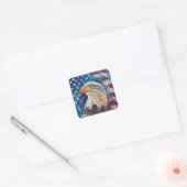 Sticker Carré Aquarelle Patriotic Bald Eagle drapeau américain (Enveloppe)
