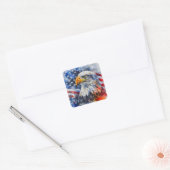 Sticker Carré Aquarelle Patriotic Bald Eagle drapeau américain (Enveloppe)
