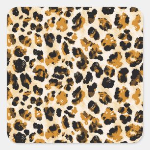Sticker Carré Aquarelle peau léopard, dégradé cravate-teint.