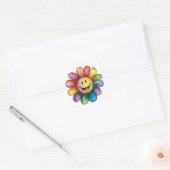 Sticker Carré Aquarelle peinte Fleur souriante (Enveloppe)