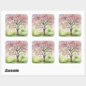 Sticker Carré Aquarelle Peinture Arbre (Feuille)
