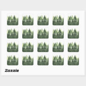 Sticker Carré Aquarelle Pine Arbres Business Joyeux Vacances (Feuille)