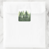 Sticker Carré Aquarelle Pine Arbres Business Joyeux Vacances (Sac)