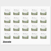 Sticker Carré Aquarelle Pine verte et Buffle rouge Plaid (Feuille)