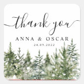 Sticker Carré Aquarelle Pine verte et Buffle rouge Plaid (Devant)