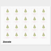 Sticker Carré Aquarelle Pink Nutcracker Tree Noël (Feuille)