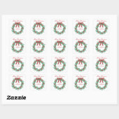 Sticker Carré Aquarelle Plaid Ruban Wreath Noël (Feuille)