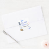 Sticker Carré Aquarelle - plaque de baby shower (Enveloppe)
