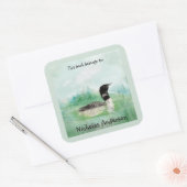 Sticker Carré Aquarelle Plat d'art de la nature de Loon Commun (Enveloppe)