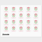Sticker Carré Aquarelle Polka Dot Bow Monogram Wreath Adresse (Feuille)