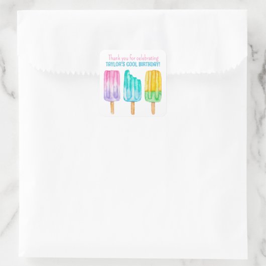 Sticker Carré Aquarelle Popsicles Favoriser (Sac)